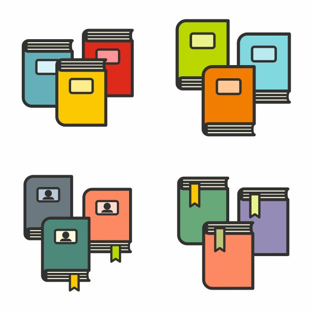 书籍图标在直线平坦的风格图片下载