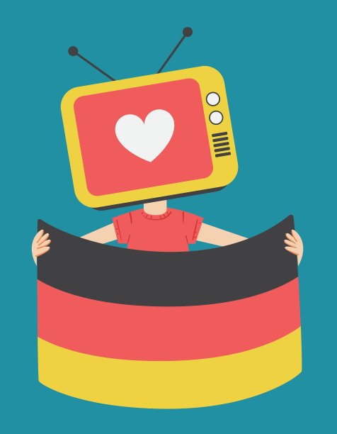 卡通电视举着德国国旗图片下载