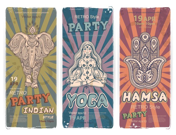 带有种族和瑜伽符号的条幅图片下载