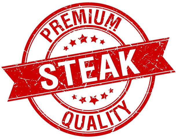 牛排垃圾复古红色孤立缎带邮票图片下载