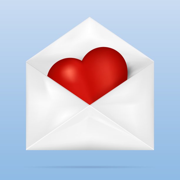 白色背景上的信封特写镜头图片下载