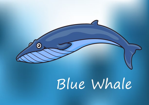 卡通蓝鲸在水下游泳图片下载