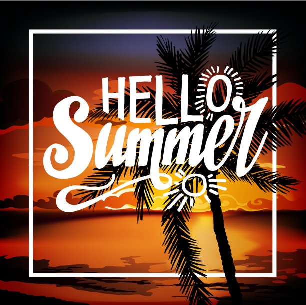 你好夏日海滩派对传单图片下载