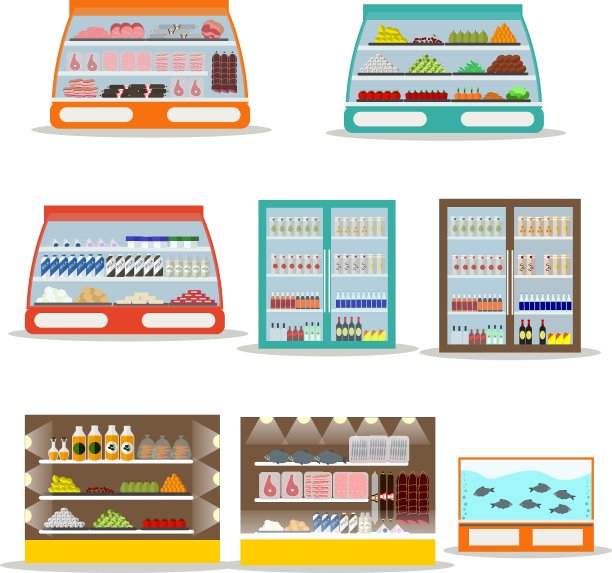 一套商店货架超市商店图片下载