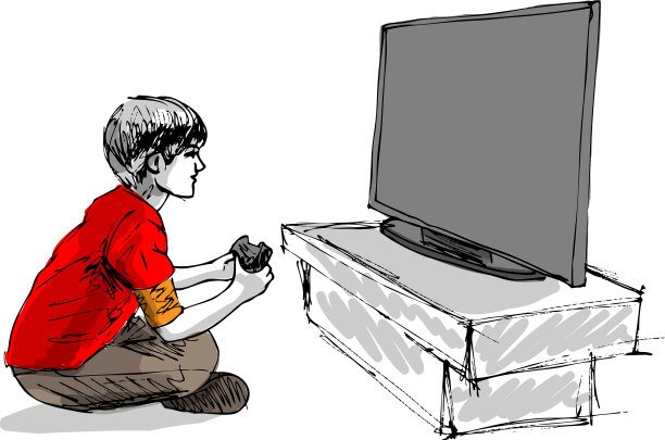 玩电脑游戏的男孩图片下载