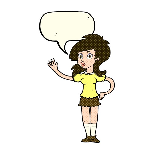 卡通美女挥手吸引注意图片下载
