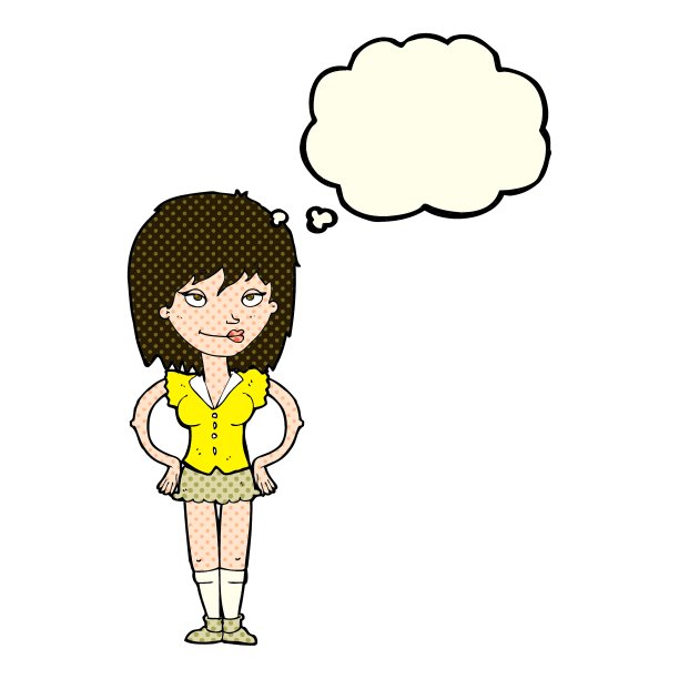 卡通女人手放在屁股上思考图片下载