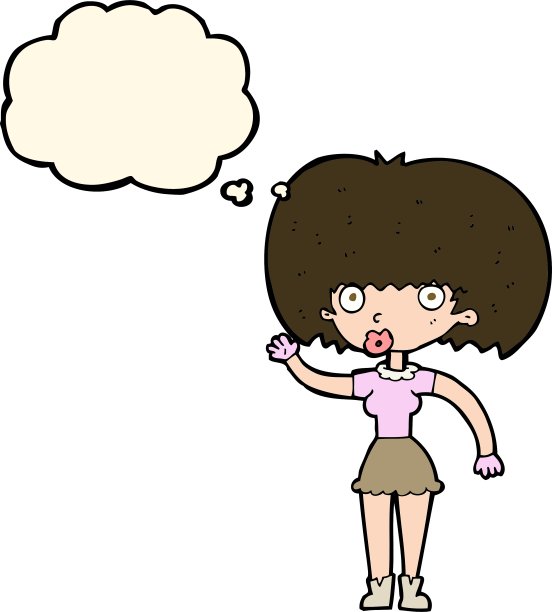 卡通女人挥舞着思想泡泡图片下载