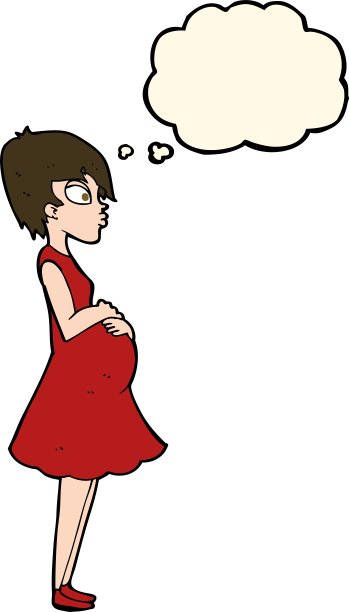 卡通孕妇与思想泡泡图片下载