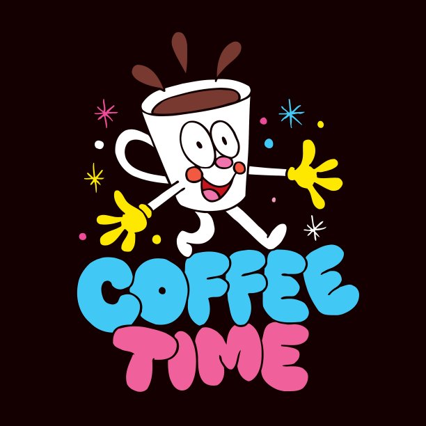 卡通咖啡杯人物图片下载