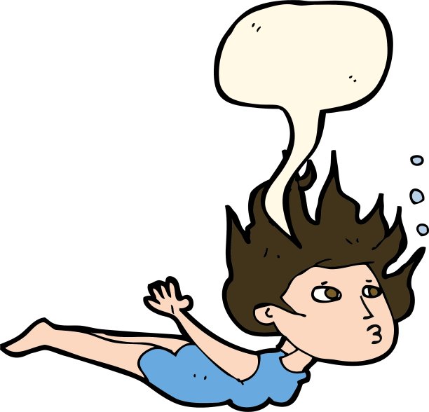 卡通女子在水下游泳，还能说话图片下载