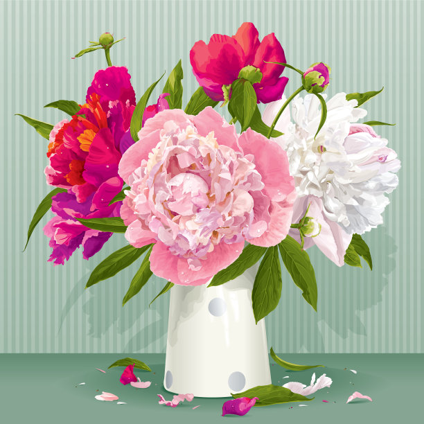 红牡丹花束图片下载