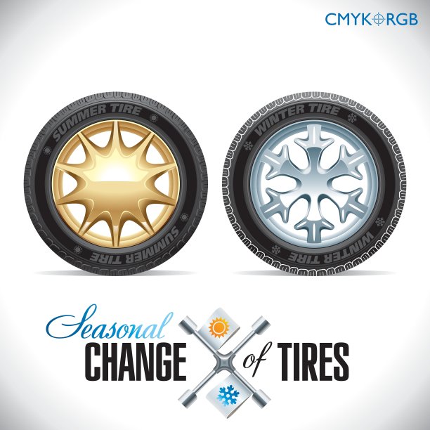 轮胎更换冬季和夏季车轮的汽车图片下载
