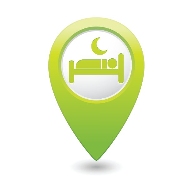 带有酒店图标的地图指针图片下载