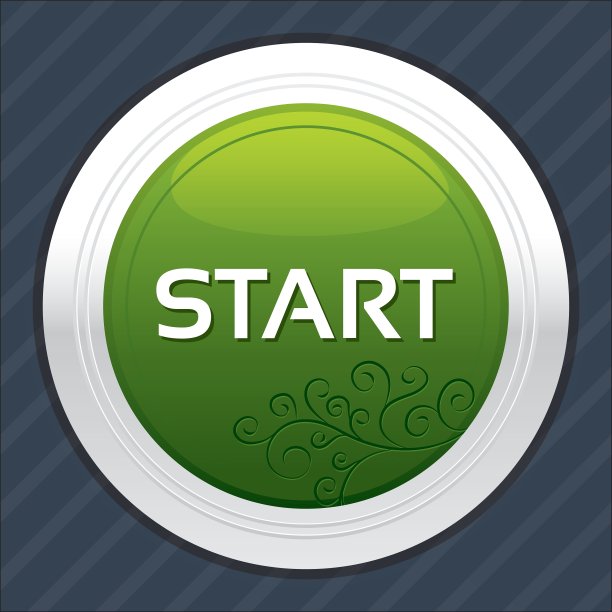 启动按钮绿色圆形贴纸图片下载