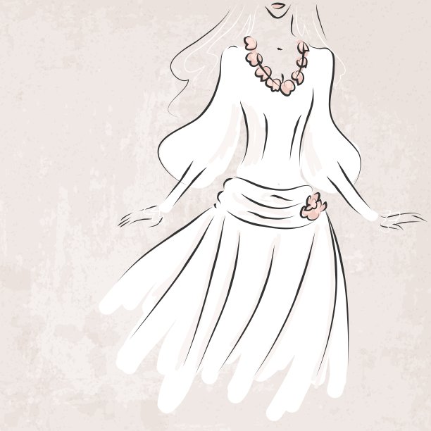 素描新娘在婚礼礼服上肮脏的背景图片下载