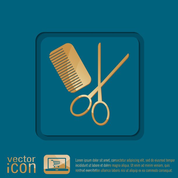 梳子剪刀是理发店理发和美容的象征图片下载
