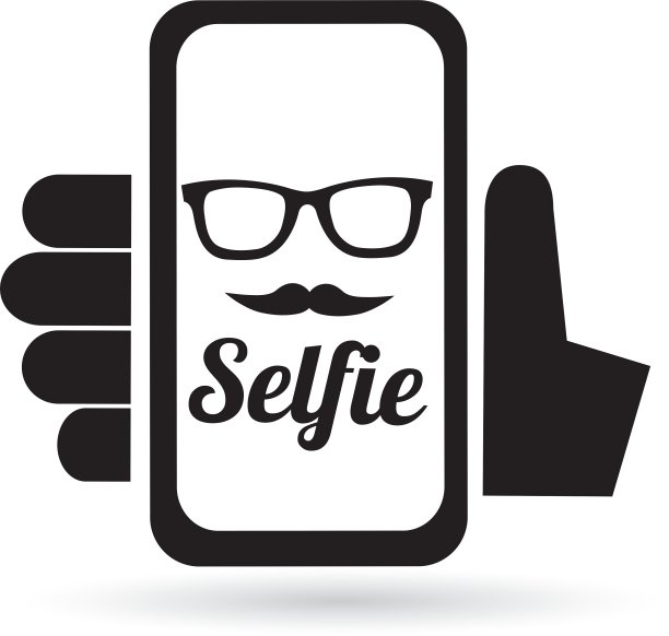 在智能手机上自拍照片的概念图标图片下载