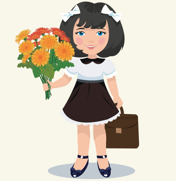 拿着一束花的女孩图片下载