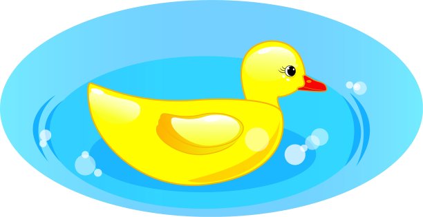 橡皮鸭在蓝色的水图片下载