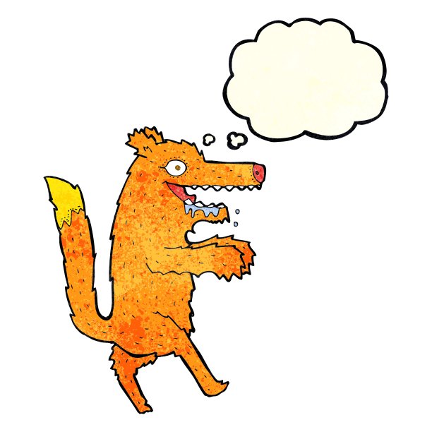 卡通饥饿的狐狸用思想泡泡图片下载