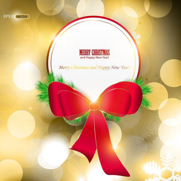 优雅的圣诞背景与红丝带和p图片下载