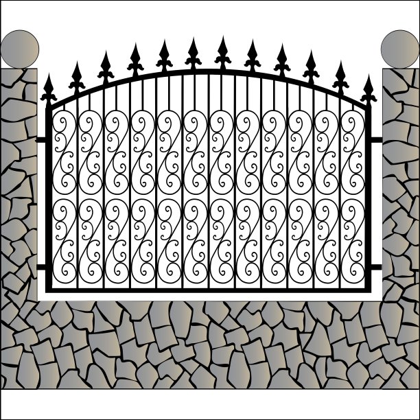 用石头做的铁栅栏图片下载