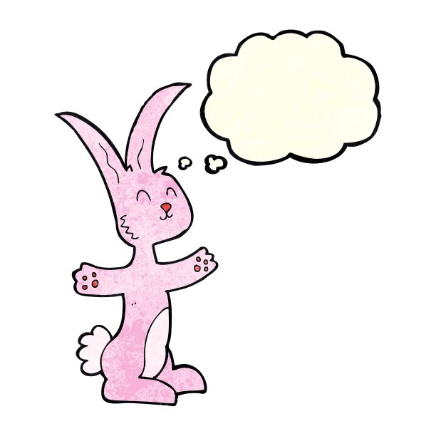 卡通兔子与思想泡泡图片下载