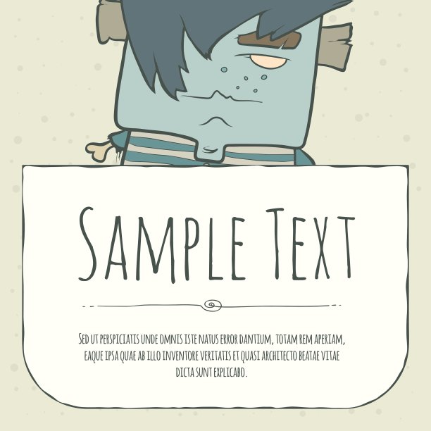 可爱的涂鸦卡通怪物打招呼或邀请图片下载