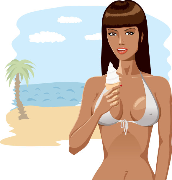 比基尼女孩和冰淇淋图片下载