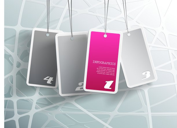 四张悬挂的紫色卡片你可以自己放图片下载