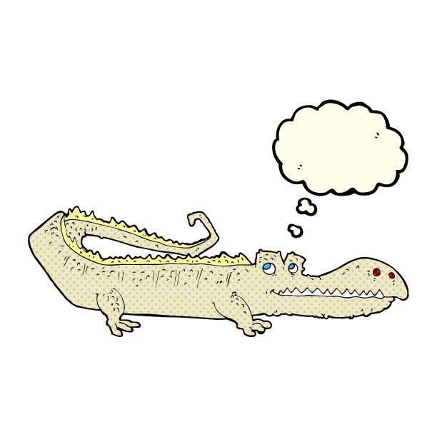 卡通鳄鱼与思想泡泡图片下载
