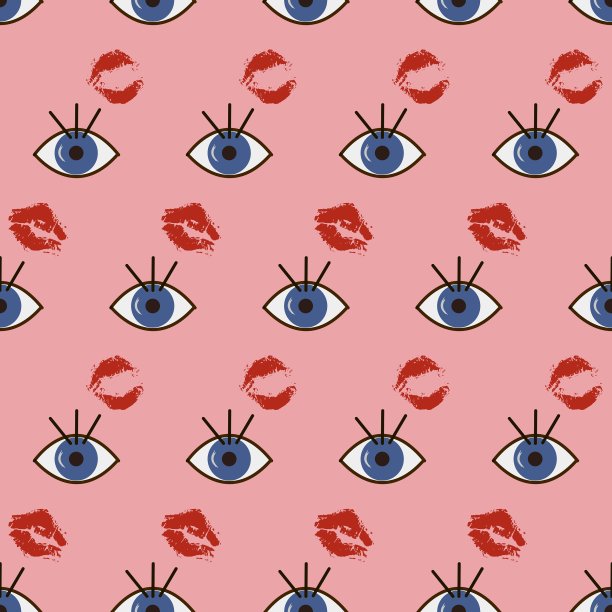 眼睛和亲吻的图案图片下载