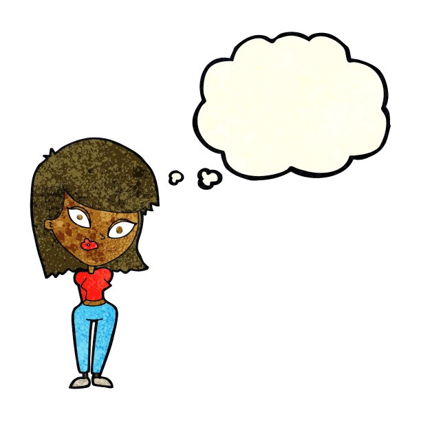 卡通迷惑女人与思想泡泡图片下载