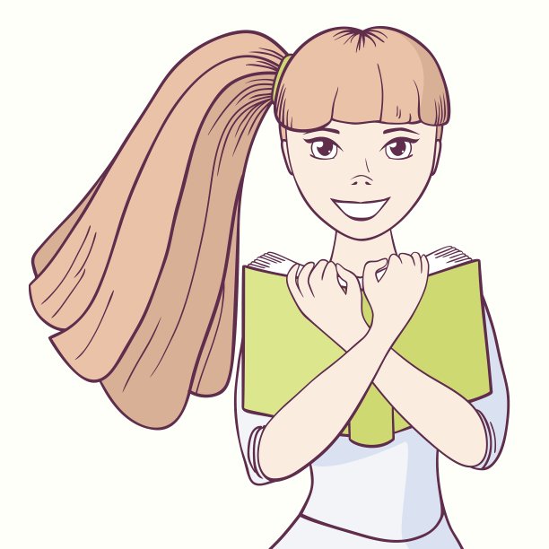 小女孩拥抱这本书图片下载