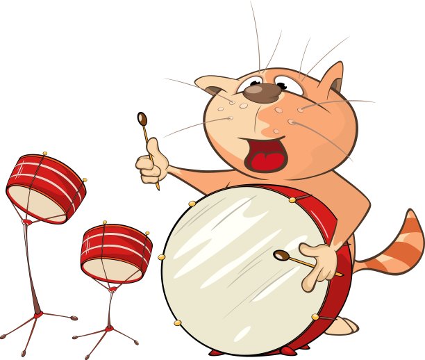 可爱的猫鼓手卡通图片下载