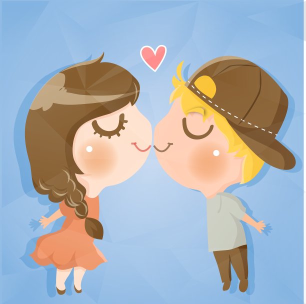 一对可爱的男孩和女孩图片下载