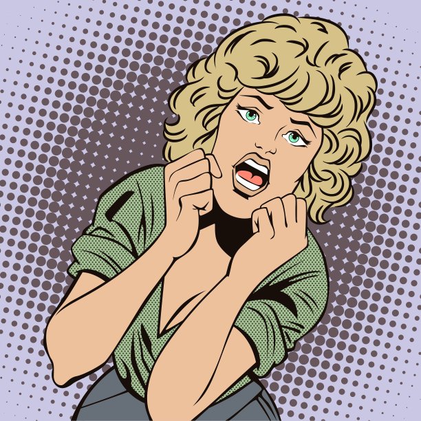 人们在复古风格的popart女孩尖叫的恐惧图片下载