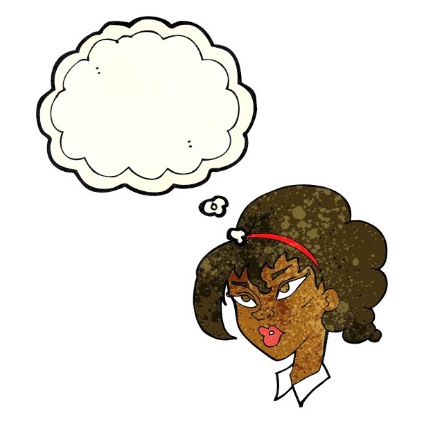 卡通美女与思想泡泡图片下载