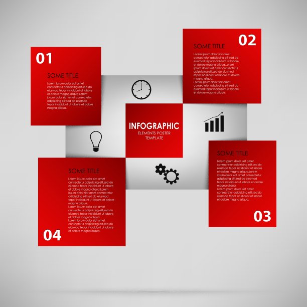 红色方块的抽象信息图形图片下载