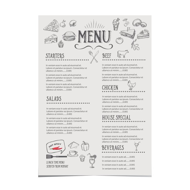 餐厅咖啡厅菜单模板设计图片下载