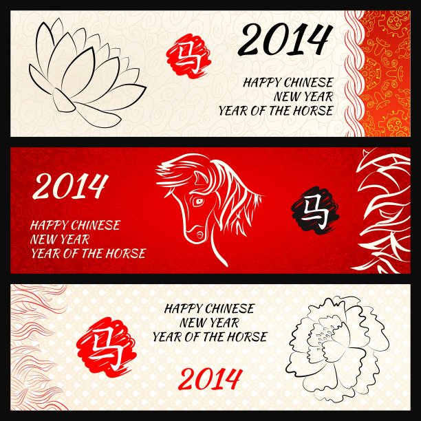 中国马年的横幅设置图片下载