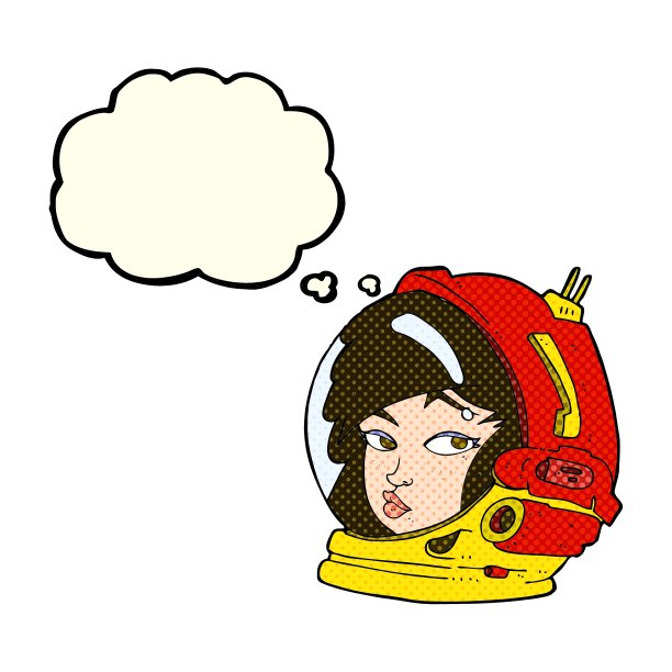 卡通女宇航员与思想泡泡图片下载