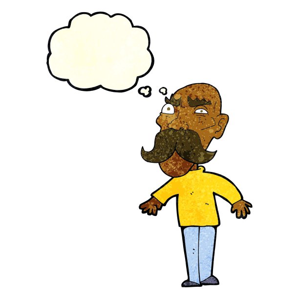 卡通生气的老人带着思想泡泡图片下载