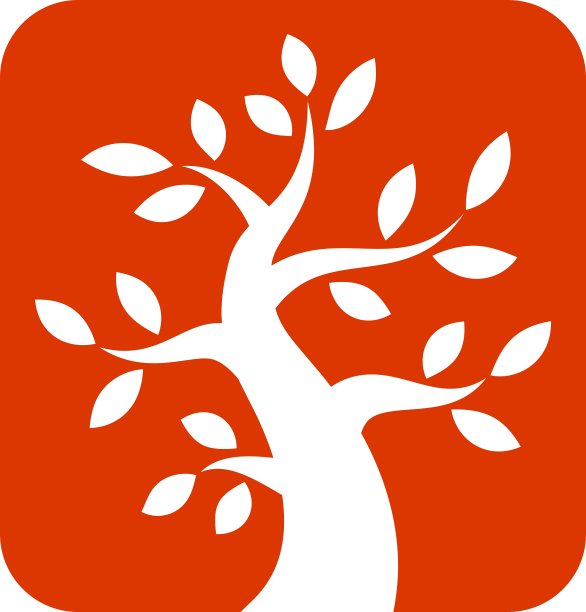 白色大胆的树图标在橙色的背景图片下载