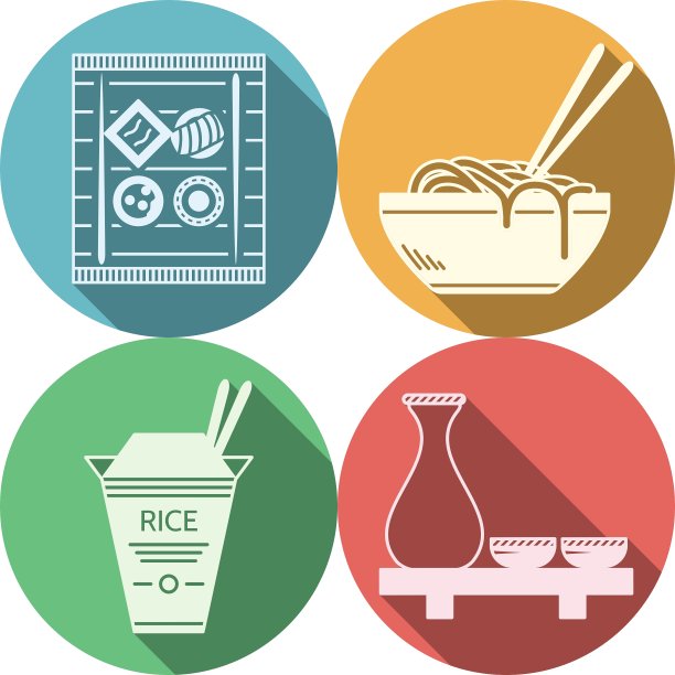 日本食物的平面图标图片下载