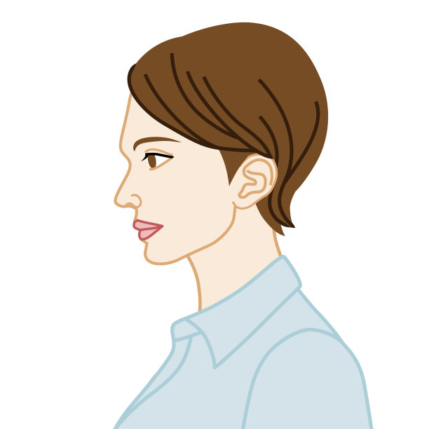 年轻的短发女人的肖像-侧面的观点图片下载