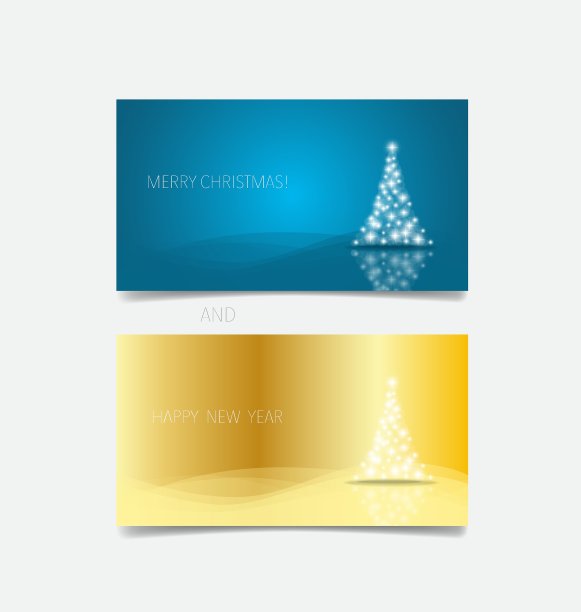 带圣诞树的节日礼品券图片下载