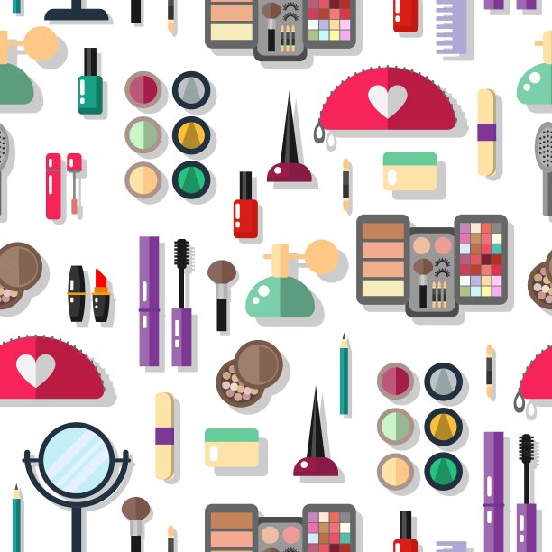 无缝背景与化妆品平面图标图片下载
