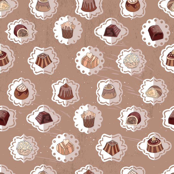无缝图案搭配不同种类的巧克力图片下载